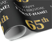 65誕生日エレガント:,黒フェイク,金ゴールド ラッピングペーパー (ロールコーナー)