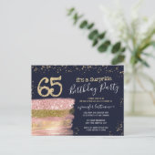 65誕生日グリッターケーキサプライズパーティーはがき ポストカード (スタンド正面)