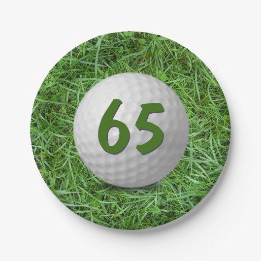 65誕生日ゴルフボールオングラス紙プレート ペーパープレート (正面)