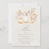 65誕生日サプライズパーティーホワイトパンプキン秋 招待状 (正面)