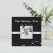 65誕生日シルバー&ブラック招待状 招待状 (スタンド正面)