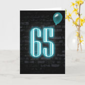 65誕生日ネオンサインオンブリック カード (黄色い花)