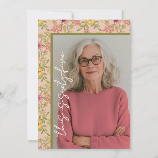 65誕生日パーティかわいらしフローラ植物花 招待状 (正面)