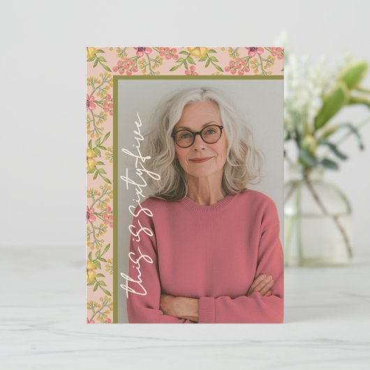 65誕生日パーティかわいらしフローラ植物花 招待状 (スタンド正面)