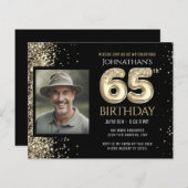 65誕生日フォト金ゴールドバルーン紙シート (正面/裏面)