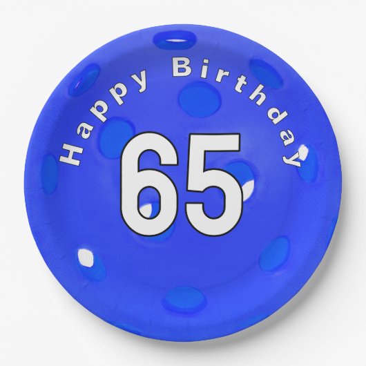 65誕生日ブルーピックボール ペーパープレート (正面)