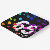 65誕生日レインボードットオンブラック ペーパープレート (傾斜あり)