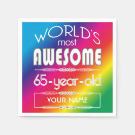65誕生日ワールドファブ最高のルレインボー スタンダードカクテルナプキン