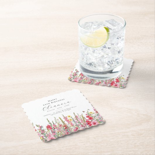 65誕生日威厳がある誕生月花カスタム ペーパーコースター (インサイチュ)