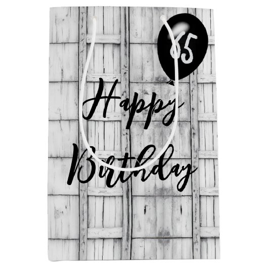 65誕生日対称木素朴模様 ミディアムペーパーバッグ (正面)