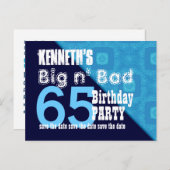 65誕生日日付を保存する青い対角線V02A18 案内ポストカード (正面/裏面)