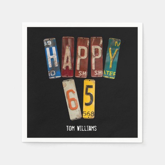 65誕生日旧ライセンスプレート収集 スタンダードカクテルナプキン (正面)