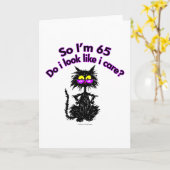 65誕生日猫ギフト カード (黄色い花)