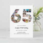 65誕生日番号65カスタムフォトコラージュ 招待状 (スタンド正面)