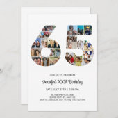 65誕生日番号65カスタムフォトコラージュ 招待状 (正面/裏面)