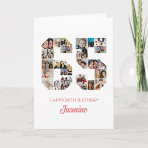 65誕生日番号65フォトコラージュパーソナライズされた カード