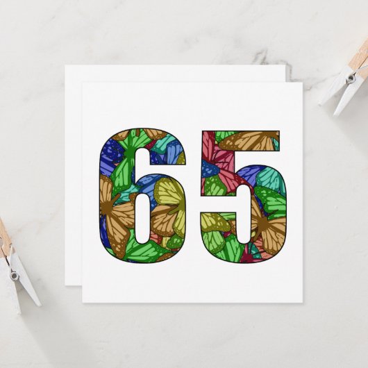 65誕生日蝶 カード (正面/裏面インサイチュ)