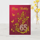 65誕生日金蝶 カード (黄色い花)