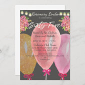 65誕生日風船フラワーアンドライト招待状 招待状 (正面/裏面)