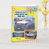 65誕生日!うわー、この1957ポンティアックと同じ年齢 カード (黄色い花)