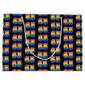 65誕生日:おもしろいレインボーイベントナンバー65パターン ラージペーパーバッグ (裏面)