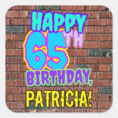 65誕生日-おもしろい、アーバングラフィティインスパイアルック スクエアシール (正面)