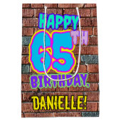 65誕生日:おもしろい、アーバングラフィティインスパイアルック ミディアムペーパーバッグ (裏面)