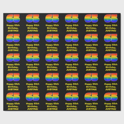 65誕生日:おもしろい、カラフルレインボーインスパイア# 65 ラッピングペーパー (シーム)