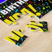 65誕生日:おもしろい、カラフル音楽シンボル、「65」 ジグソーパズル (側面)