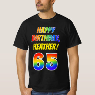 65誕生日— はっきりしたおもしろい、レインボー65、名前をカスタムする Tシャツ