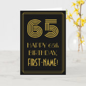 65誕生日:アールデコインスパイア・ルック「65」 & Name カード (黄色い花)