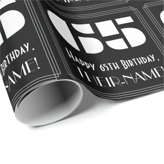 65誕生日:アールデコ刺激を受けたの検索「65」と名前 ラッピングペーパー (ロールコーナー)