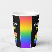 65誕生日:カラフルレインボー# 65,名前をカスタムする 紙コップ (左)
