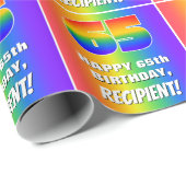 65誕生日: カラフル、おもしろいレインボーパターン# 65 ラッピングペーパー (ロールコーナー)