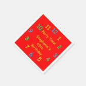 65誕生日、パーティー時間、名前、赤紙 スタンダードカクテルナプキン (角)