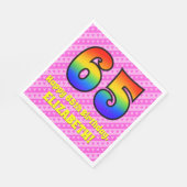65誕生日:ピンクストライプのハート、レインボー# 65 スタンダードランチョンナプキン (角)