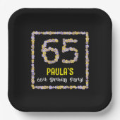 65誕生日:フローラ花数名前をカスタムする ペーパープレート (正面)