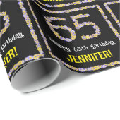 65誕生日:フローラ花数名前をカスタムする ラッピングペーパー (ロールコーナー)