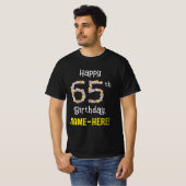 65誕生日:フローラ花数"65" +名前 Tシャツ (正面フル)