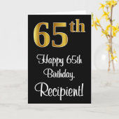 65誕生日~ラグジュアリーエレガントなフェイク金ゴールドルック# カード (黄色い花)