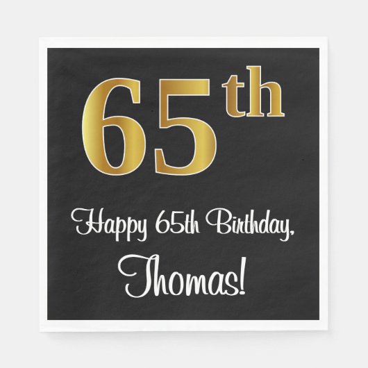 65誕生日~ラグジュアリーエレガントなフェイク金ゴールドルック# スタンダードランチョンナプキン (正面)