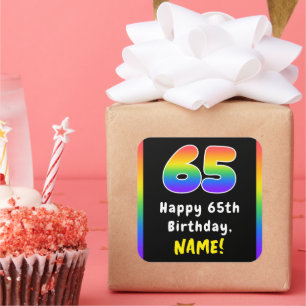 65誕生日:レインボースペクトル# 65、名前をカスタムする スクエアシール