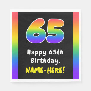65誕生日:レインボースペクトル# 65、名前をカスタムする スタンダードランチョンナプキン