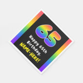 65誕生日:レインボースペクトル# 65、名前をカスタムする スタンダードランチョンナプキン (角)