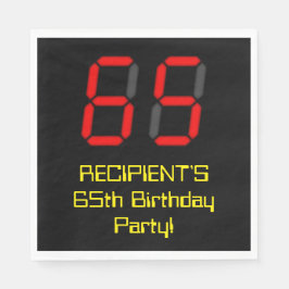 65誕生日：レッドデジタルクロックスタイル"65" +名前 スタンダードランチョンナプキン