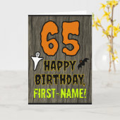 65誕生日:不気味ハロウィーンテーマ、名前をカスタムする カード (黄色い花)