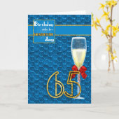 65誕生日 – 幾何学的誕生日カードシャンパン カード (黄色い花)
