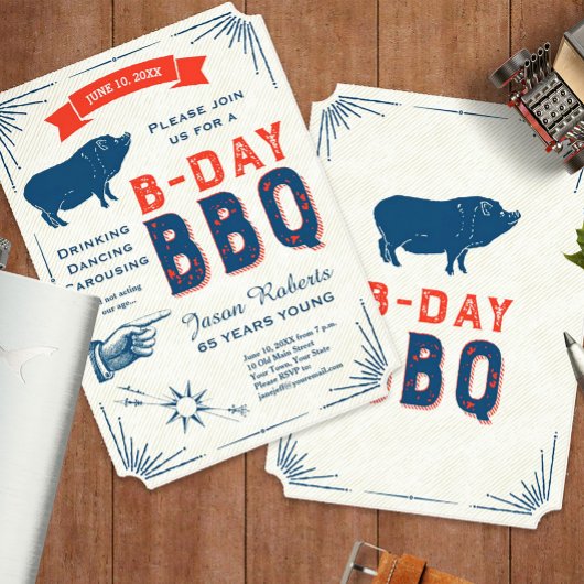 65誕生日BBQパーティーオールアメリカンヴィンテージ 招待状