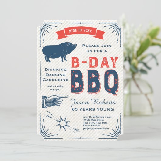65誕生日BBQパーティーオールアメリカンヴィンテージ 招待状 (スタンド正面)