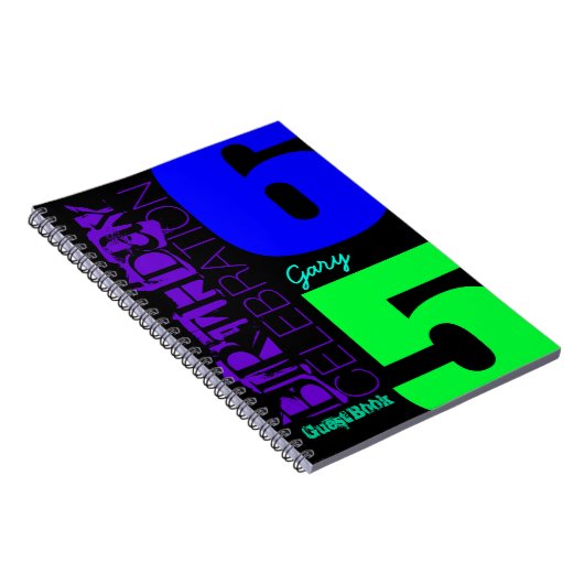 65誕生祝いポップ・アートのカスタムゲストブック ノートブック (右側)